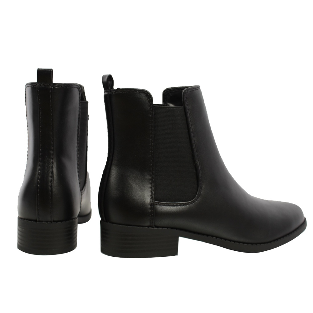 Black faux leather Chelsea Dress Short Boot - Picture 4 of 8